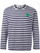 Comme Des Garçons Play Striped Sweater, Men's, Size: Medium, Blue, Cotton