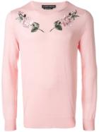 Alexander Mcqueen Rose Embroidered Sweatshirt - Pink & Purple