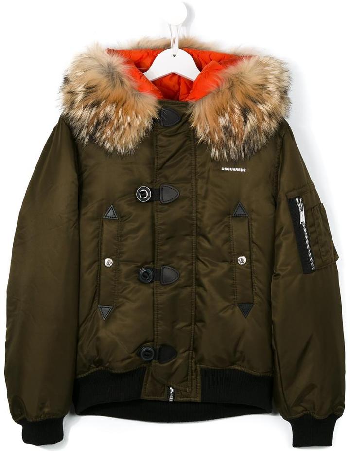 Dsquared2 Kids Hooded Puffer Jacket, Girl's, Size: 14 Yrs, Green