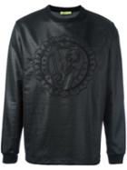 Versace Jeans Embroidered Logo Varnished Sweatshirt, Men's, Size: Xl, Black, Polyester/cotton/other Fibers