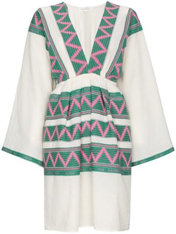 Celia Dragouni Embroidered Cotton Mini Dress - Nude & Neutrals
