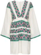 Celia Dragouni Embroidered Cotton Mini Dress - Nude & Neutrals