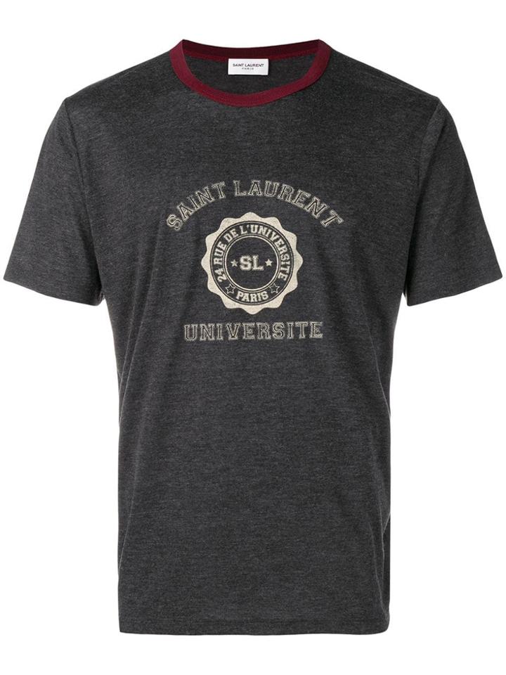 Saint Laurent Varsity Logo T-shirt - Grey