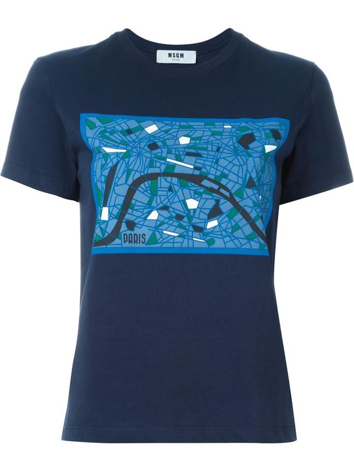 Msgm Paris Map Print T-shirt