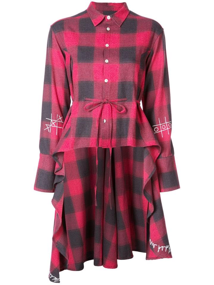 Haculla Plaid Asymmetric Shirt - Red