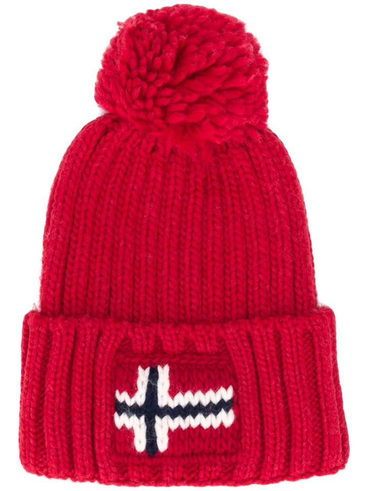 Napapijri Pom-pom Logo Beanie - Red