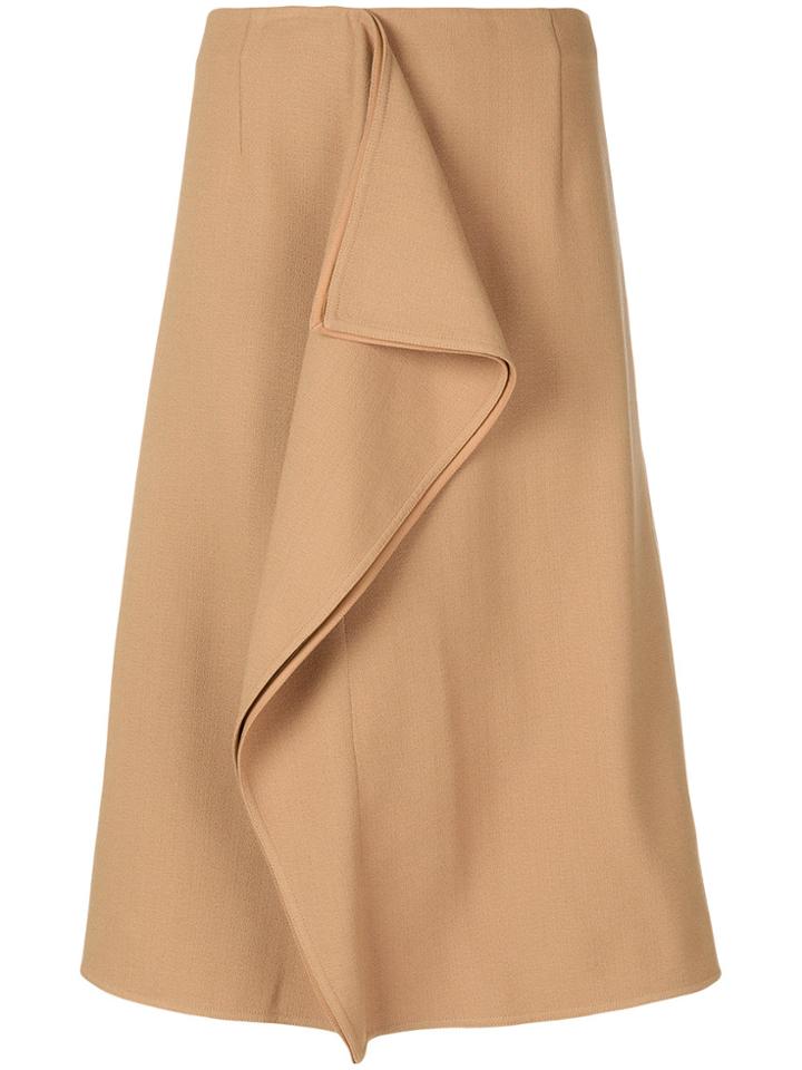 Marni Asymmetric Frill Pencil Skirt - Brown