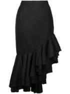 Marni Asymmetric Frill Pencil Skirt - Brown