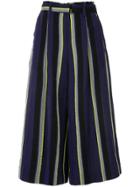 Issey Miyake Striped Flared Trousers - Blue