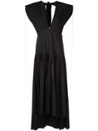 Khaite V Neck Pleated Dress - Black