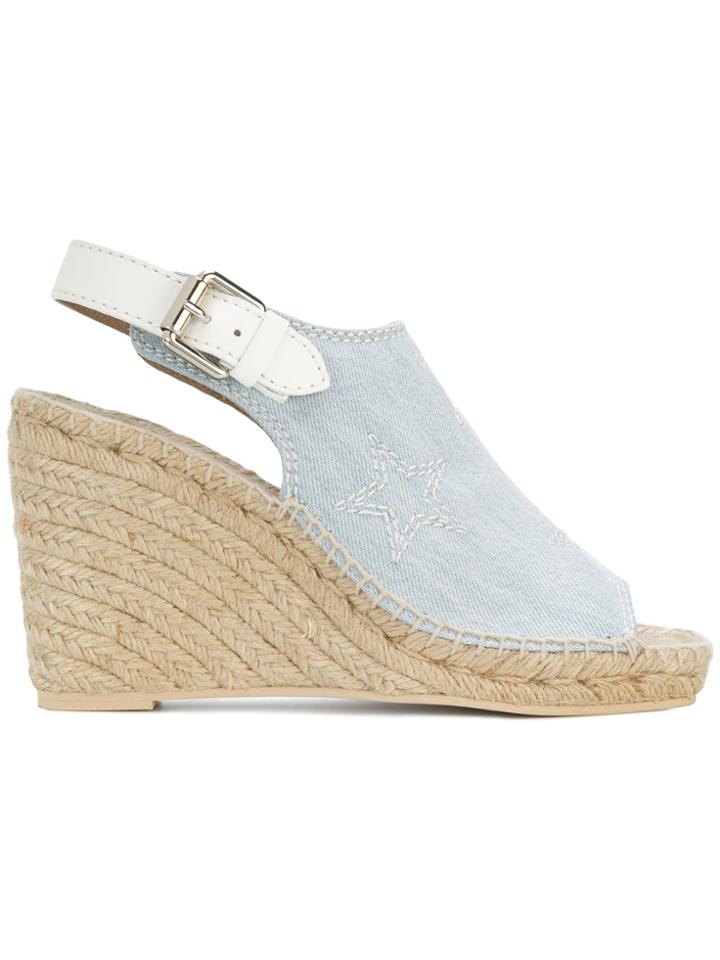 Stella Mccartney Denim Espadrille Wedge Sandals - Blue