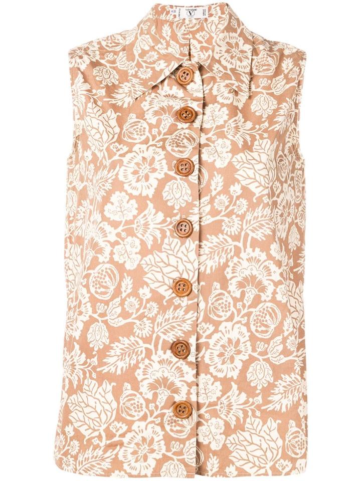 Valentino Vintage 1970's Floral Print Top - Neutrals