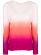 Majestic Filatures Ombre Knitted V-neck Top - Pink & Purple