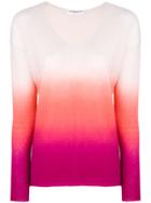 Majestic Filatures Ombre Knitted V-neck Top - Pink & Purple