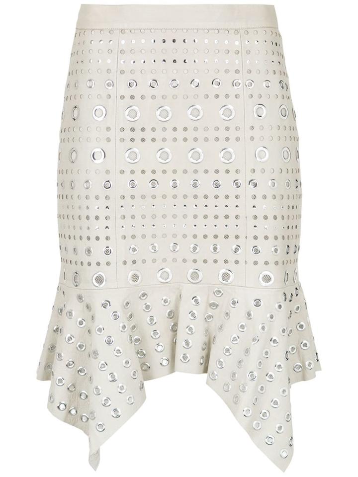 Nk Leather Skirt With Eyelet Details - White