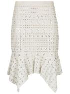 Nk Leather Skirt With Eyelet Details - White