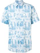 Kinfolk Allover Print Shortsleeved Shirt, Men's, Size: Small, Blue, Cotton