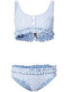 Lisa Marie Fernandez Polka Dot Print Ruffle Trim Bikini - Blue