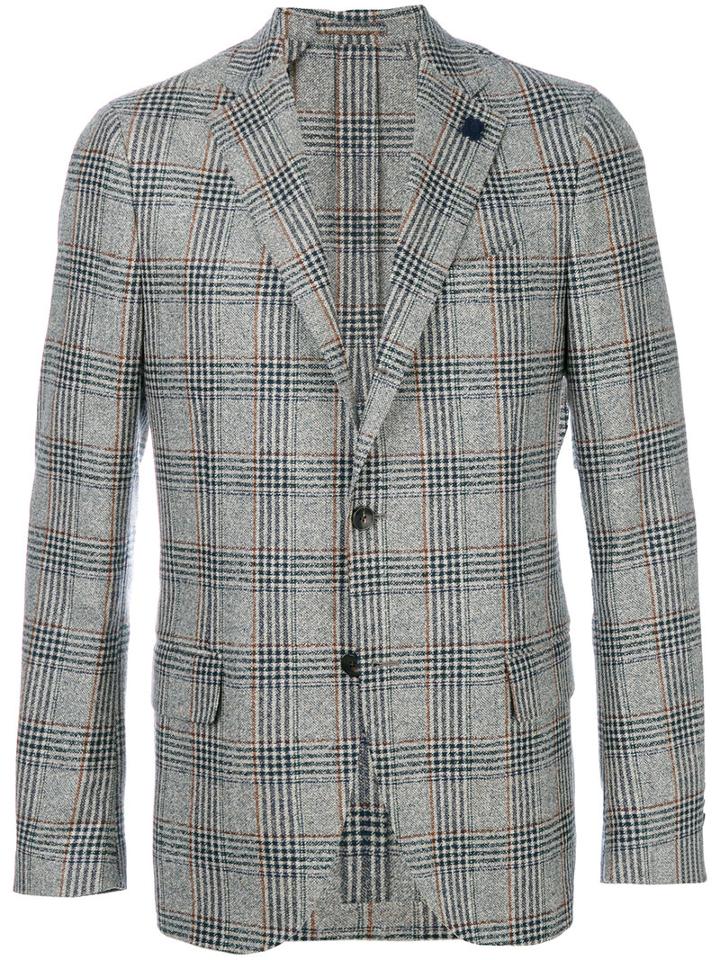 Lardini - Checked Two Button Blazer - Men - Silk/polyamide/polyester/wool - 54, Grey, Silk/polyamide/polyester/wool