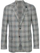 Lardini - Checked Two Button Blazer - Men - Silk/polyamide/polyester/wool - 54, Grey, Silk/polyamide/polyester/wool