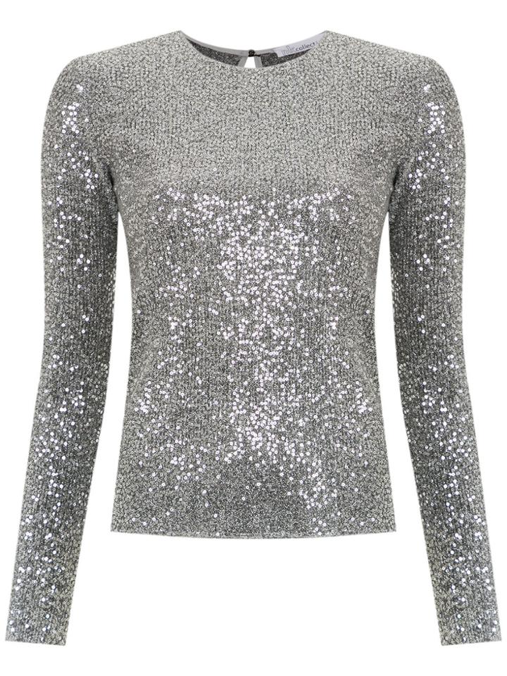 Nk Sequinned Knit Blouse - Grey