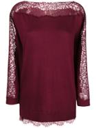 Twin-set Lace Detail Lightweight Sweater - Red