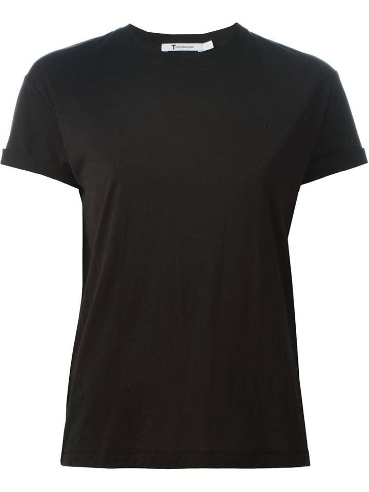 T By Alexander Wang Round Neck T-shirt, Women's, Size: Medium, Black, Cotton