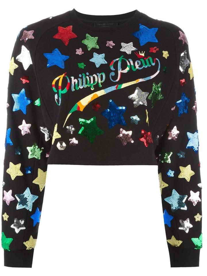 Philipp Plein Sequin Star Embroidered Sweatshirt, Women's, Size: Xs, Black, Cotton/modal