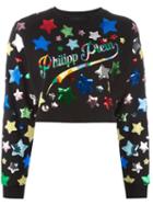 Philipp Plein Sequin Star Embroidered Sweatshirt, Women's, Size: Xs, Black, Cotton/modal