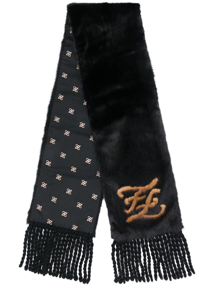 Fendi Karligraphy Mink Scarf - Black