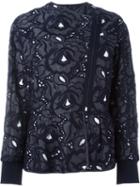 No21 Lace Zip Jacket, Women's, Size: 40, Blue, Cotton/linen/flax