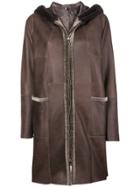 Manzoni 24 Hooded Shearling Coat - Brown