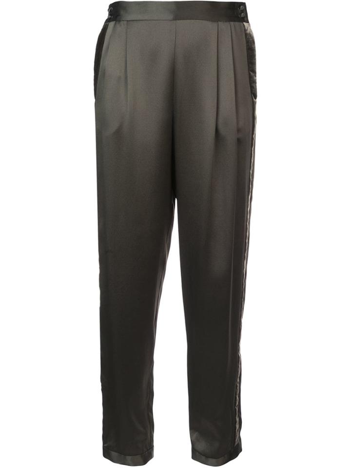Fleur Du Mal Velvet Stripe Tuxedo Trousers - Green