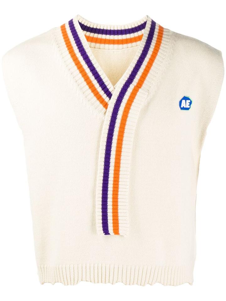 Ader Error Cropped Sleeveless Sweater - Neutrals