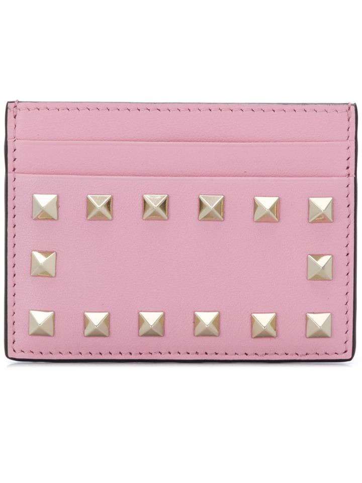 Valentino Logo Embellished Cardholder - Pink & Purple