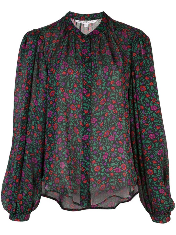 Veronica Beard Floral-print Silk Blouse - Purple
