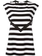 Marios Striped Sleeveless T-shirt, Women's, Size: Small, Black, Cotton