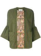 Bazar Deluxe - Embroidered Panel Jacket - Women - Cotton/spandex/elastane - 44, Green, Cotton/spandex/elastane