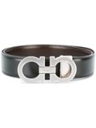 Salvatore Ferragamo Double Gancio Buckle Belt, Men's, Size: 90, Black, Calf Leather