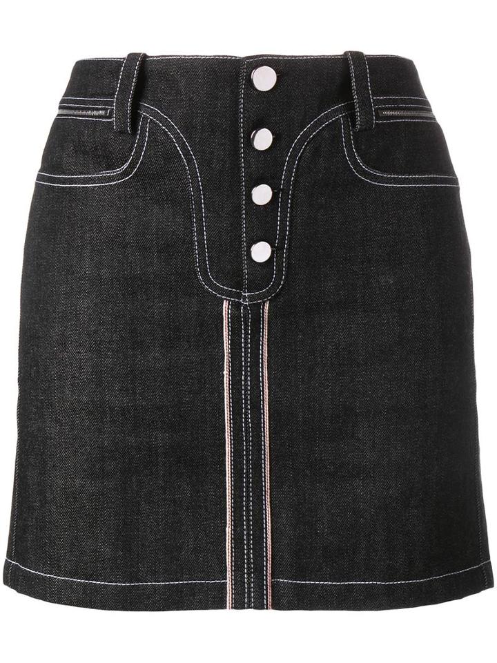 Paco Rabanne Contrast Stitch Denim Skirt, Women's, Size: 36, Cotton