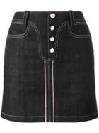 Paco Rabanne Contrast Stitch Denim Skirt, Women's, Size: 36, Cotton