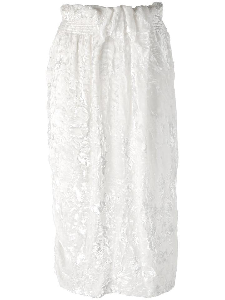 Victoria Beckham - Crushed Velvet Skirt - Women - Silk/polyester/spandex/elastane/viscose - 6, White, Silk/polyester/spandex/elastane/viscose