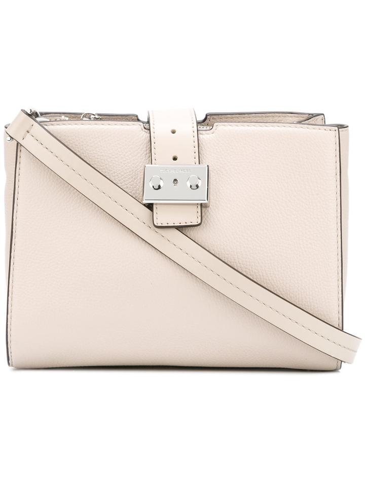 Michael Kors Logo Plaque Shoulder Bag, Women's, Grey, Leather