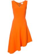 Milly Asymmetric Flared Dress, Women's, Size: Large, Yellow/orange, Polyester/spandex/elastane/viscose