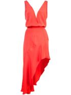 Haney Asymmetric V-neck Dress - Red