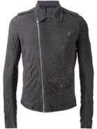 Rick Owens Zipped Biker Jacket, Men's, Size: 54, Grey, Cotton/leather/viscose/cupro