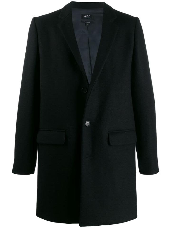 A.p.c. Single-breasted Wool Coat - Black