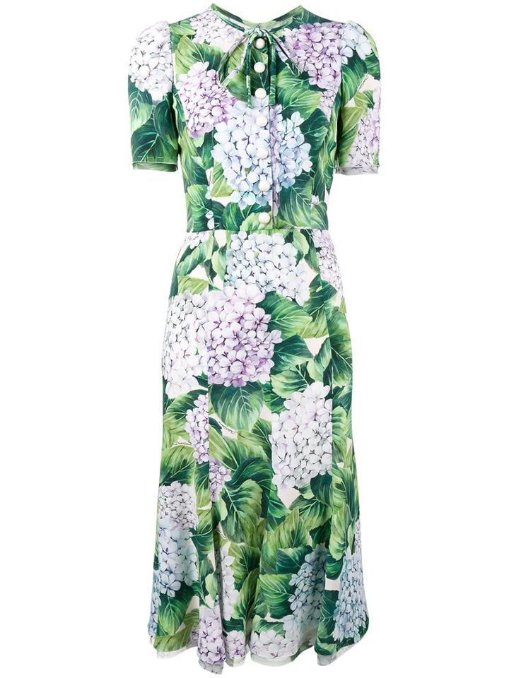 Dolce & Gabbana - Kate Hydrangea Print Dress - Women - Silk/viscose - 38, Green, Silk/viscose