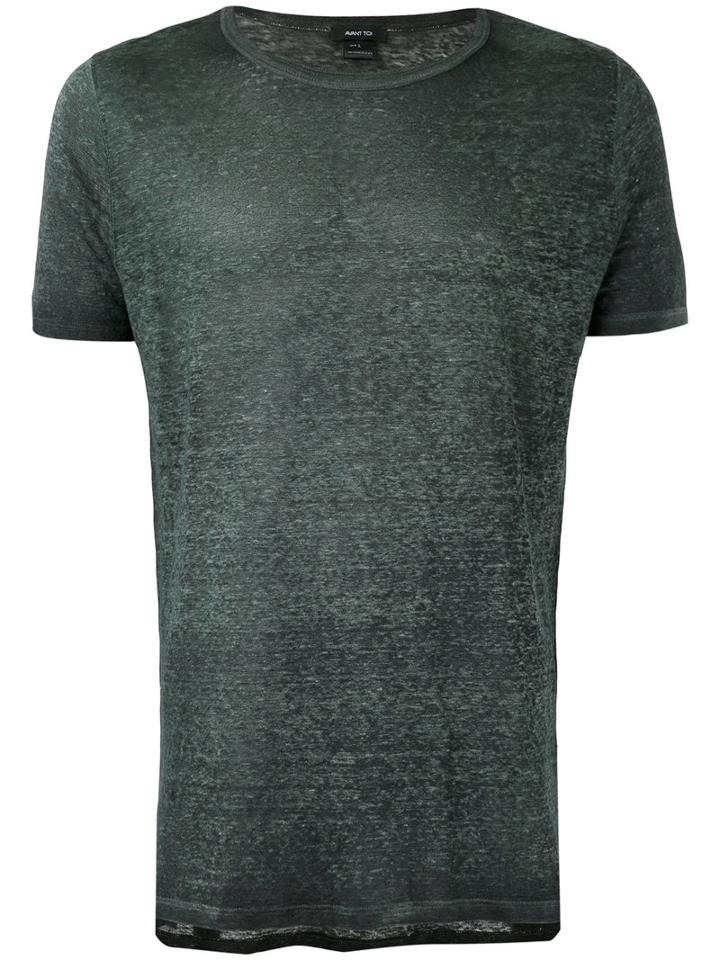 Avant Toi Crew Neck T-shirt, Men's, Size: Large, Green, Linen/flax