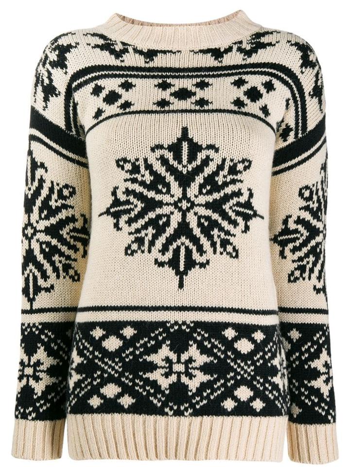 Semicouture Snow Flakes Intarsia Jumper - Neutrals